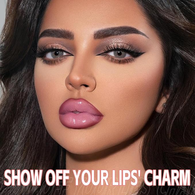 2-in-1 Matte Lip Liner Pencil and Lip Gloss Set, Double-ended Plumping Lip Oil Set for Women, 12H Long-Lasting & Waterproof Lipstick 2Pcs