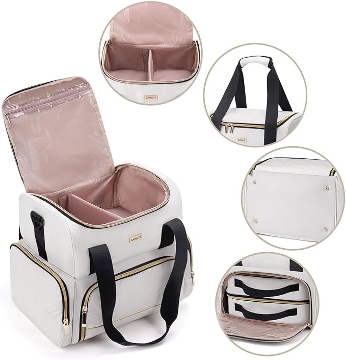 BAFAMYE Large Makeup Cosmetic Bag with 2 Removable Case, Double Layer Travel Makeup Organizer Case, travel Toiletry Bag For Women