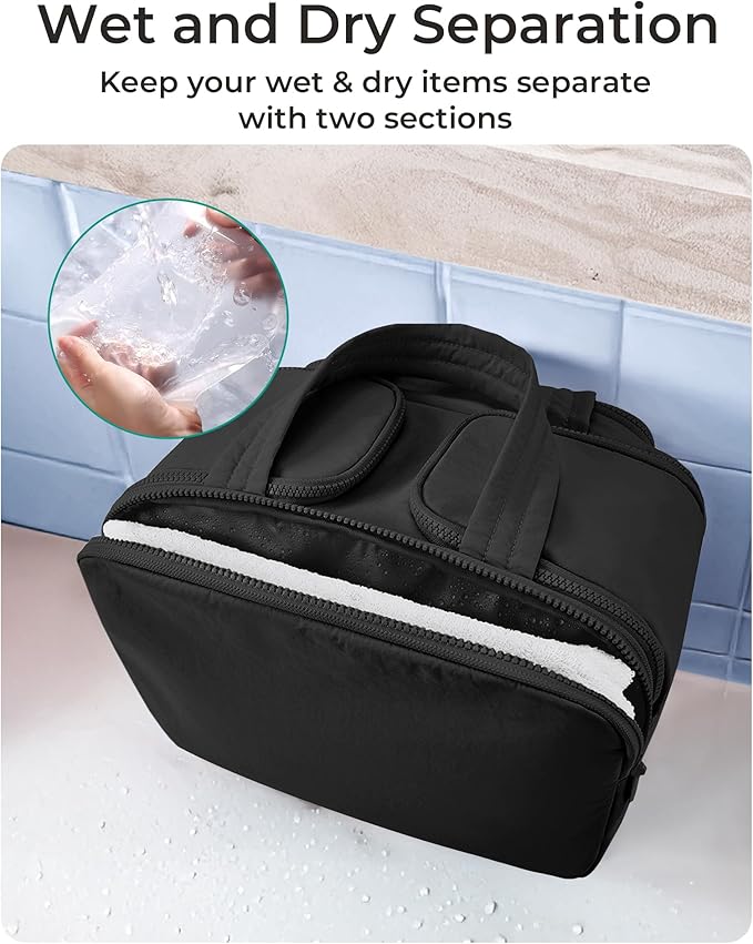 BAGSMART Travel Toiletry Bag, Puffy Toiletry Bag for Women, Wide-open toiletry bags for traveling, Large Travel Cosmetic Makeup Bag Organizer for Accessories,Toiletrie (g-Bright Red)