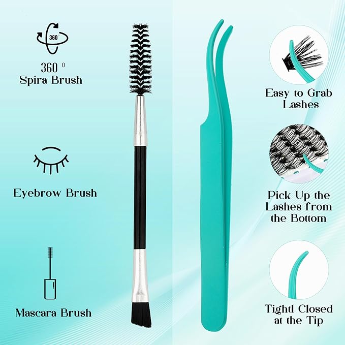 GEMERRY Lash Extension Kit DIY 280pcs Lash Clusters Kit Eyelash Extension Kit D Curl Individual Lashes Kit with Lash Bond and Seal Lash Tweezers for Self Use（30P+40P-10-18mm)