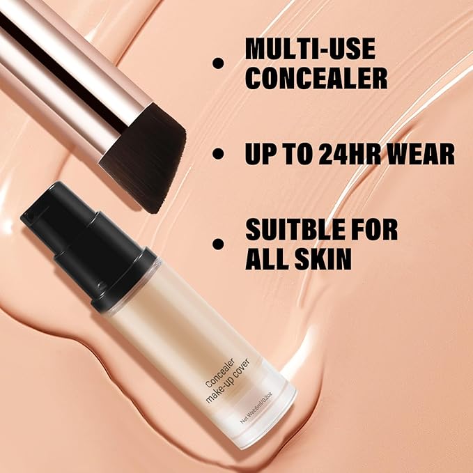 2pcs Liquid Concealer Set with Brush,Full Cover,Concealer W