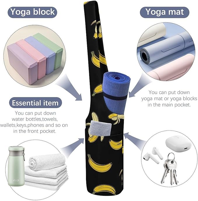 Yoga Mat Bag for Women, Stylish Yoga Mat Tote Sling Carrier Bag, Long Strap Exercise Mats Totes Sport Storage Bag