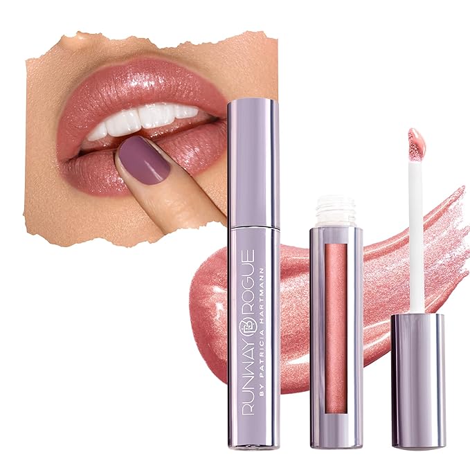 Runway Rogue LuxGloss Lip Gloss, High-Pigment Shimmery Muted-Rose Lip Gloss, ‘Strike a Pose’