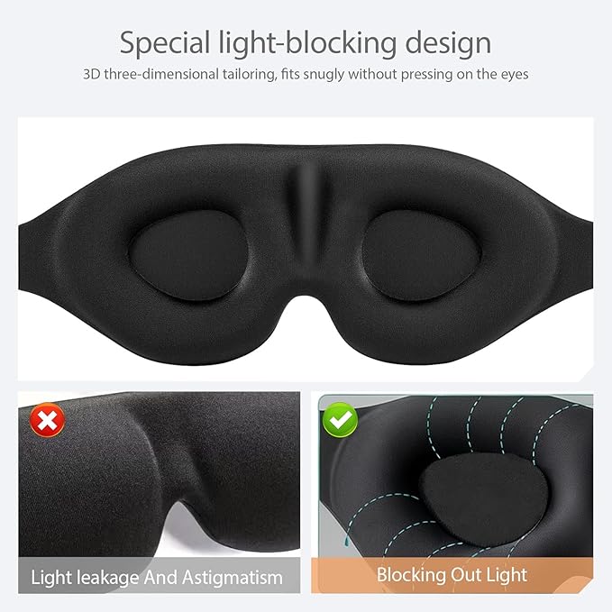 VITASERENA Sleep Mask Eye Mask for Travel Essentials, for Men & Women,Cover Luxury Blindfold Eyes,Plane Airplane Light Adjustable Blocking Weight Air Light-Blocking,Gentle Traveling,Natural Blackout