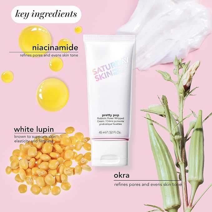 Saturday Skin Pretty Pop Prebiotics & Probiotics whipped Moisturizing Cream Nourishing Allure Best of Beauty K-Beauty Winner 2020 (1.52 Fl Oz)