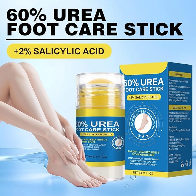 60% Urea Cream Stick Plus 2% Salicylic Acid,Foot Cream Moisturizer for Dry Cracked Feet, Knees, Elbows, Hands, Moisturizes and Hydrates,1.41 oz