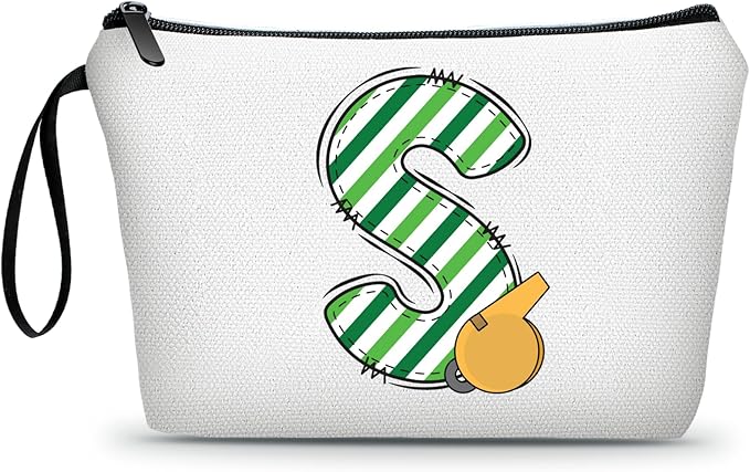 ARIOSEY Football Initial Birthday Graduation Gifts Cosmetic Travel Toiletry Bags Football Accessories Party Favors for Women Girls Daughter Niece Team Coach Friends -S