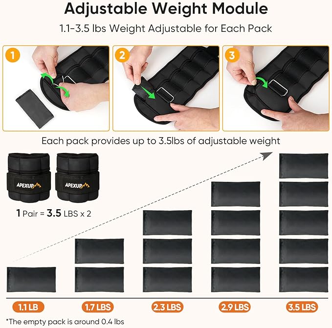 APEXUP 7 lbs/Pair Adjustable Ankle Weights for Women