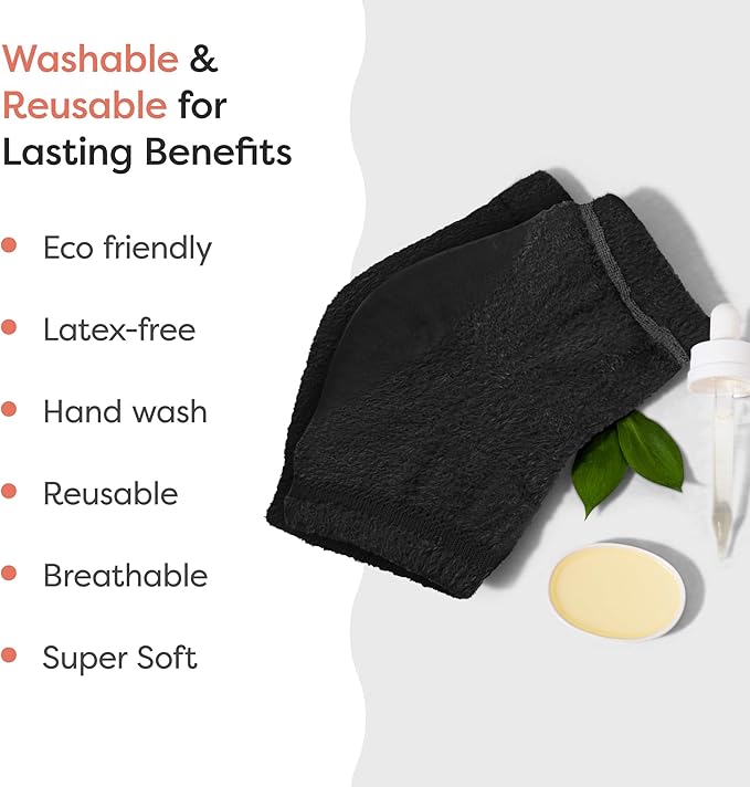 ZenToes Moisturizing Socks for Cracked Heel Treatment, Vitamin E, Olive Oil and Jojoba Oil Infused Heel Socks, Galentines Day Gifts, Self Care Gifts for Women (Fuzzy Black, Wide Width)