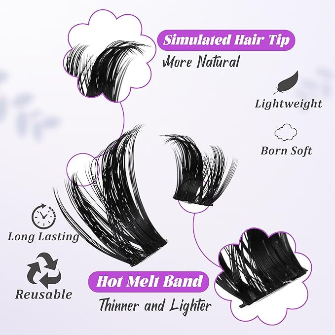 Lash Clusters Spiky Eyelash Extensions Wispy Individual Lashes Manga Eyelash Individuals 168 Pcs CC-Curly Cluster Eyelash Extensions 8-16MM Mixed DIY Lash Extensions