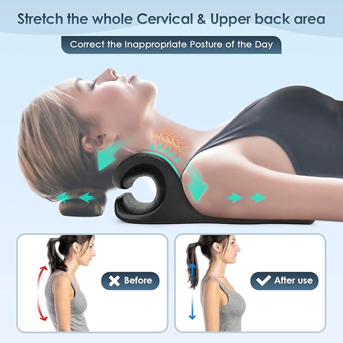 Z2 Neck Stretcher and Shoulder Relaxer Cervical Traction Device Memory Foam Back Pillow for Pain Relief for Home Office Outdoor Sport