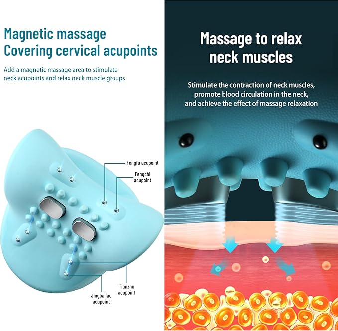 Neck Massager,Masajeador de Cuello,3 Modes Portable Neck and Shoulder Relaxer,Electric Pillows with Heat,26° Angle Cervical Traction Device,for Pain Relief and Muscle Relaxation