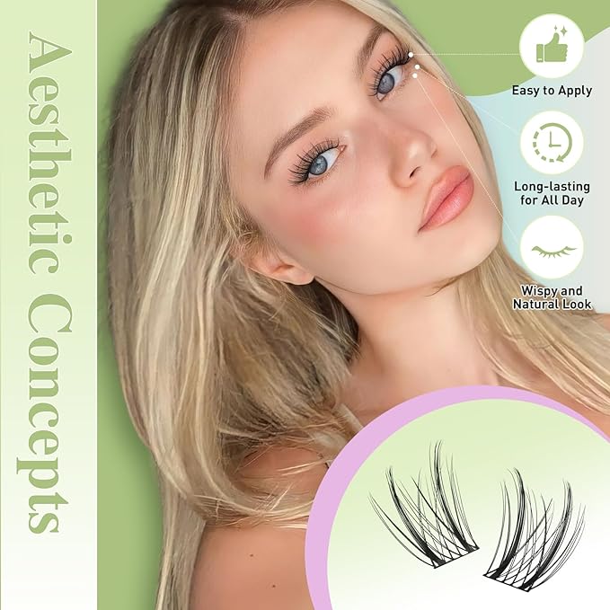 KEYYOU LASH Extension Kit 144Pcs Angel Lash Clusters Kit Thick Eyelash Extension Kit with Glue and Seal,Tweezers,Remover for DIY lash extension kit at Home（Kit-Angel A08-D-8-18MIX）