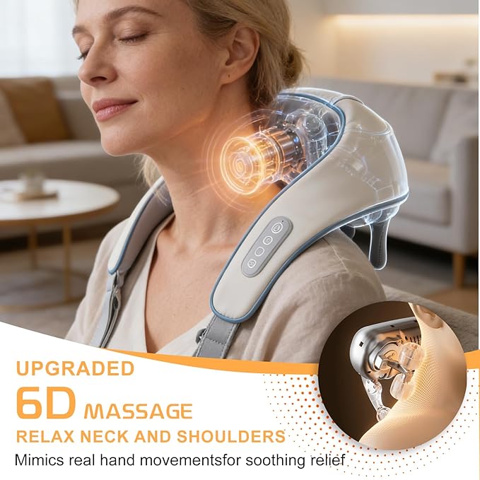 Neck Massager with Heat, Therapexa Neck Massager & Shoulder,6D Deep Kneading Shiatsu Massager for Back,Shoulder & Leg Pain Relief(Grey)