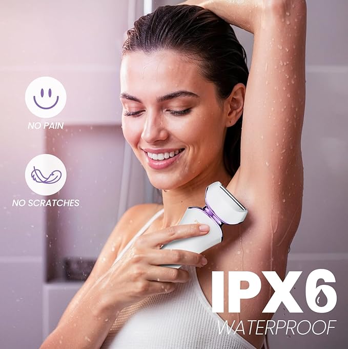 PRITECH Electric Razor for Women - Rechargeable Shaver for Women Portable Lady Shaver for Legs, Arm, Underarms, Bikini, USB Rechargeable, Wet & Dry Waterproof Bikini Trimmer for Woman, Purple