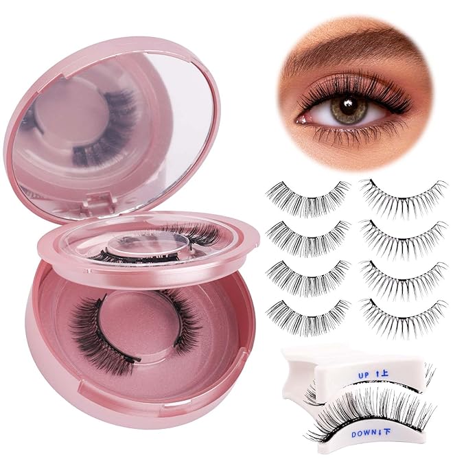 FADLASH Magnetic Eyelashes with Applicator Natural Look Magnetic Lashes Reusable 2 Pairs False Eyelashes Kit Easy to Wear and Remove (604+079)