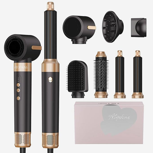 Blow Dryer Brush, 7 in 1 Hair Dryer Hot Air Brush 110,000 RPM with Negative Ion Hair Styler for Fast Drying Straightening Curling Voluming