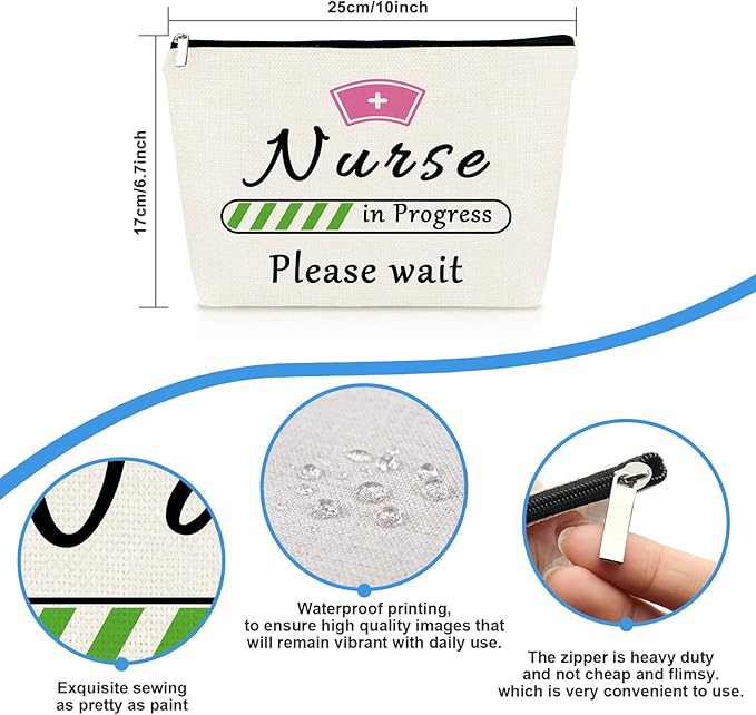 Nurse Makeup Bag Nurses Day Appreciation Thank You Gifts Cosmetic Bag for Women Nursing Student Gift RN Birthday Graduation Christmas Medical Assistant Present Travel Zipper Toiletries Pouch