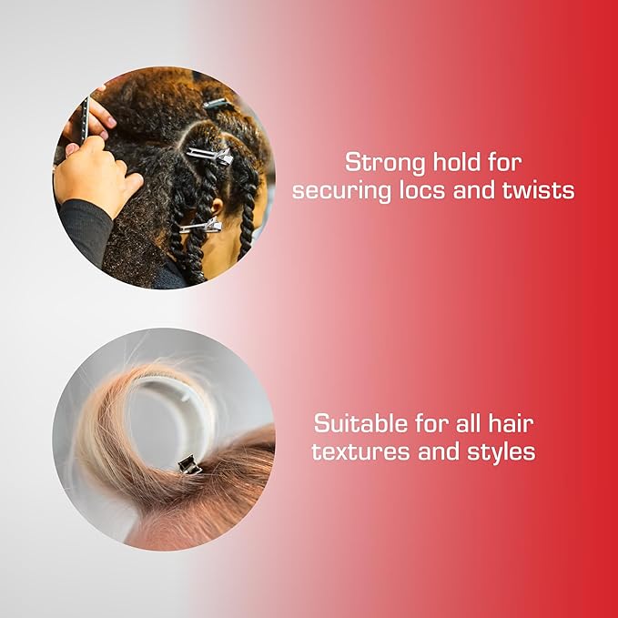 RED by Kiss 80pcs 1.75" Slide-In Hair Clips, Durable Metal Curl Setting Clips for Hairdressing, Sectioning & Retwisting, Rust-Free Hair Pins for Dreads, Dreadlocks, & Twist Styles