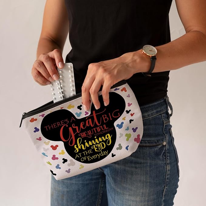 CLHHM Cartoon Mouse Makeup Bag, Fairytale Fans Mouse Family Cosmetic Bag Gift for Women, Teens, Animal Lovers, Sister, Birthday, Graduation, Mother’s Day Gift Idea, Christmas Gifts