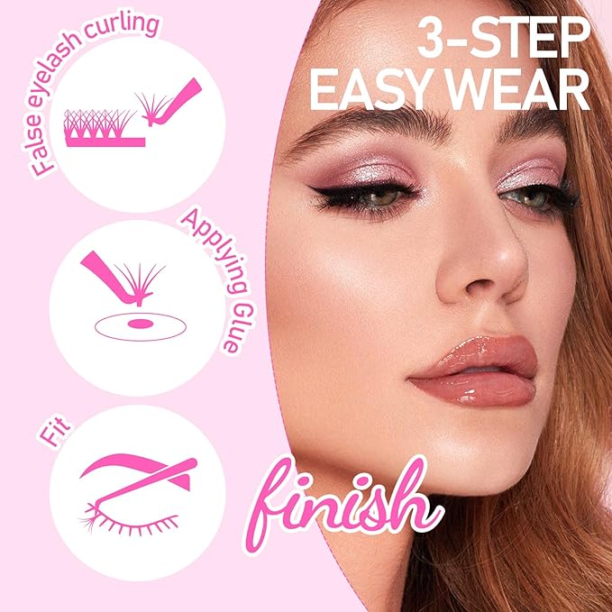 Arison Lashes 5D W Shape Eyelash Extension Natural Soft Volume Premade Fans Faux Mink Matte Black Cluster 12 rows(5DW-0.07-D-12mm)