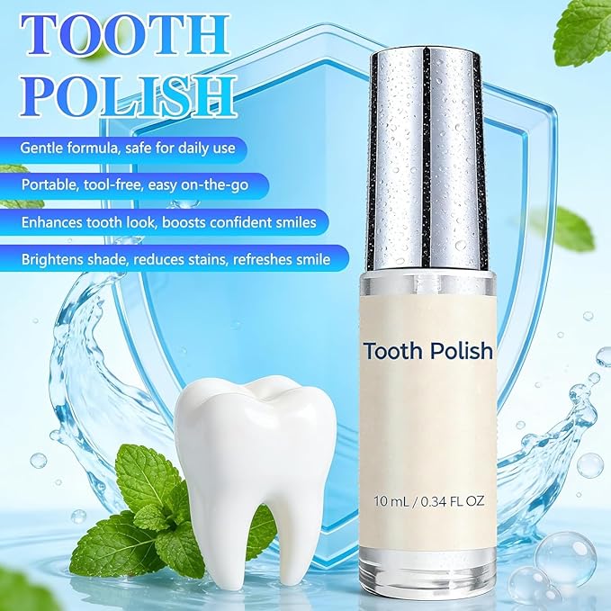 Tooth Polish & Whitening Paint - Instant Visible Brightening, Gentle Formula, Portable Easy-to-Use Teeth Whitener for Confident Smile (2Pcs)