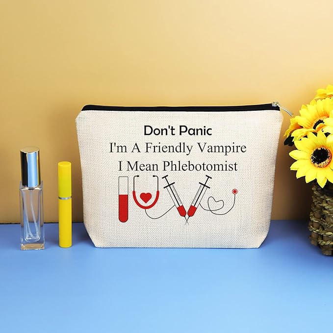 Funny Nurses Makeup Bag Gift Phlebotomist Gifts Phlebotomy Technician Phlebotomist Nurse Gifts Cosmetic Bag Pouch for Women Nurses' Day Birthday Gift for Technician Hematologist Medical Technologist