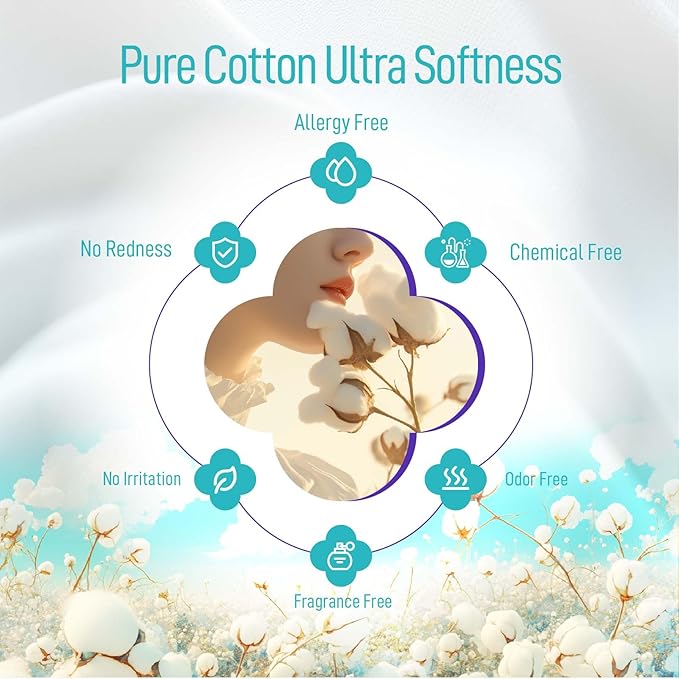 PureSoftness Luxuriously Soft Disposable Face Towel, 100% Cotton, Extra Large 12" x 10" Ultra Soft Dry Wipe for Face Wash, Makeup Remover, Bio-Based Towelette for Sensitive Skin 160 Count (2 Pack)