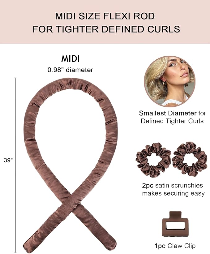 Small Heatless Curls Overnight Hair Curlers Rollers for Short Medium Hair to Sleep in, No Heat Curls Overnight Blowout Flexi Rods, Satin Heatless Curlers Curling Set for Fine Thin Hair