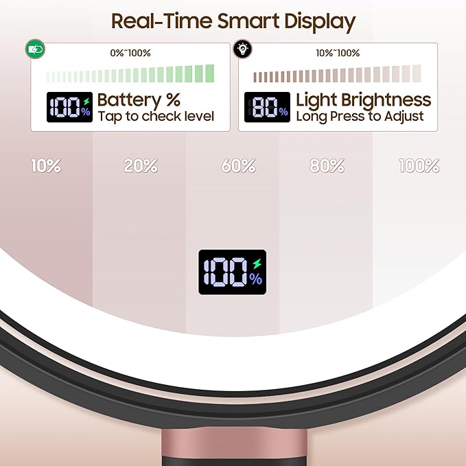 Magnifying Mirror with Light 30X/1X, Digital Display, Smart Touch Control, Vanity Mirror with 3 Color Lights, 360 Rotate, Height Adjustable Lighted Magnifying Mirrors for Desk Travel