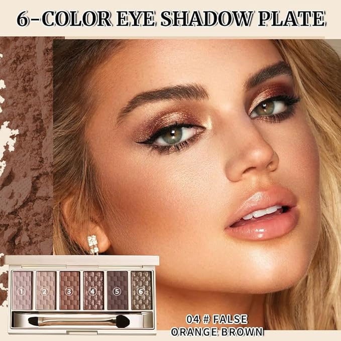 Warm Neutral Brown Eyeshadow Palette – 6 Matte & Shimmer Shades, High-Pigment Long-Lasting Bronze Nude Eye Shadow Kit for Everyday Makeup, Soft Glam & Smokey Looks, Blendable & Beginner-Friendly