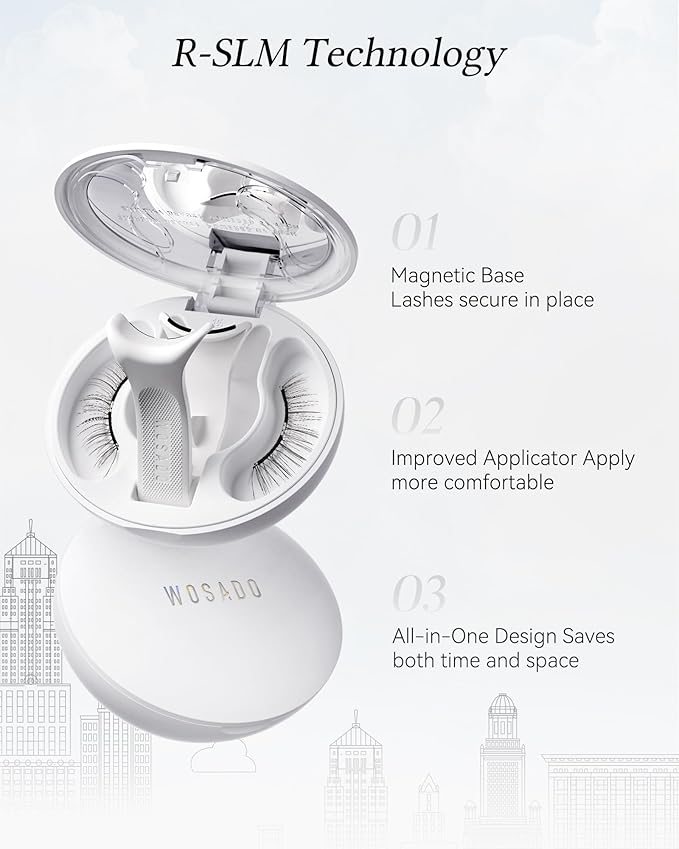 WOSADO Magnetic Eyelashes with Applicator Kit, [No.28 Destination Collection: Sedona Trail] 21.5mm Reusable Magnetic Lashes without Eyeliner, Glue-free False Lashes, Waterproof, Lightweight