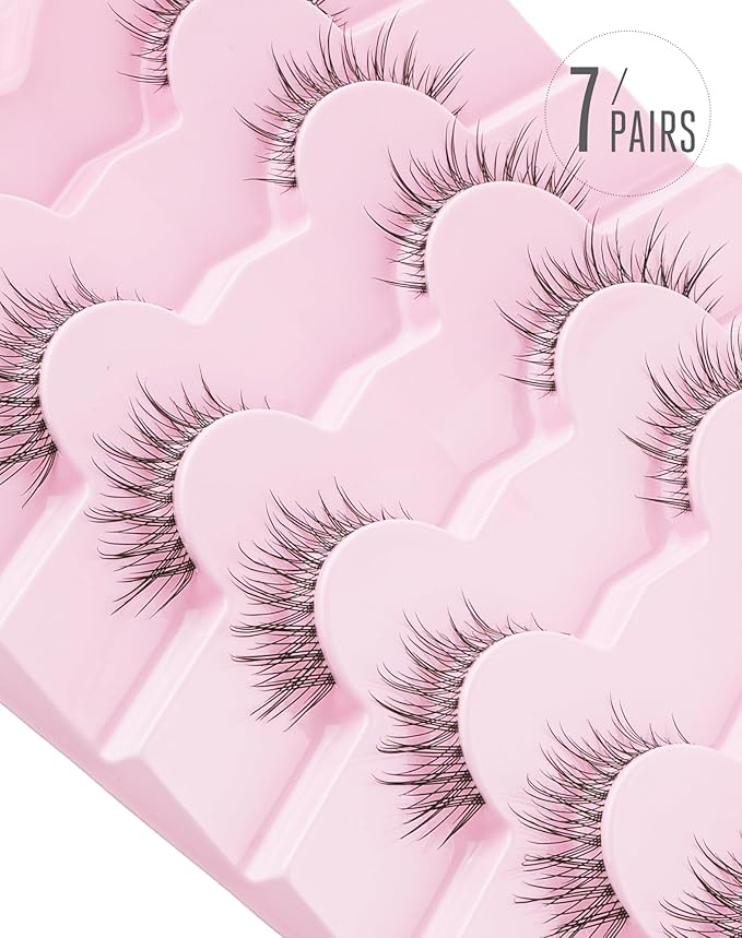 Onlyall Natural False Lashes Wispy Fake Eyelashes 7 Pairs B91