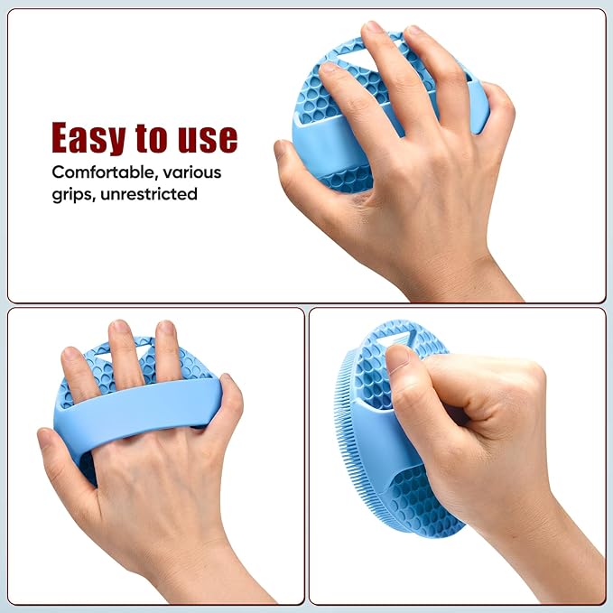 New Upgrade - Silicone Body Scrubber, Anti Zinc Infused - Heavy Nodes, Multifunctional Silicone Loofah for Humid Environment, Shower, Exfoliating, Lymphatic Drainage, Blood Circulation- Azure
