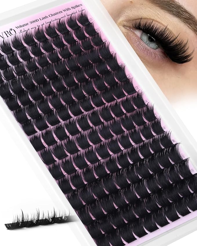 EYDEVRO Volume Lash Clusters with Spikes Full Thick Eyelash Clusters Wispy Fairy Lash Clusters 150 Pcs D Curvature 10-16mm Cluster Eyelash Extensions Spikes Cluster Lashes DIY Lash Extensions at Home