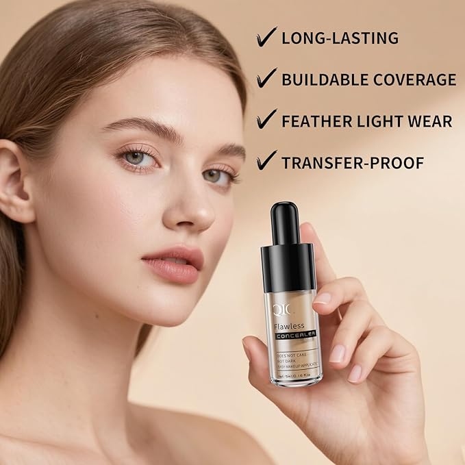 2 Pcs Liquid Concealer Makeup, Eye Concealer, Full Coverage Concealer For Dark Circle Reduces Look of Fine Lines & Blemishes, Buildable Coverage (NUDE)