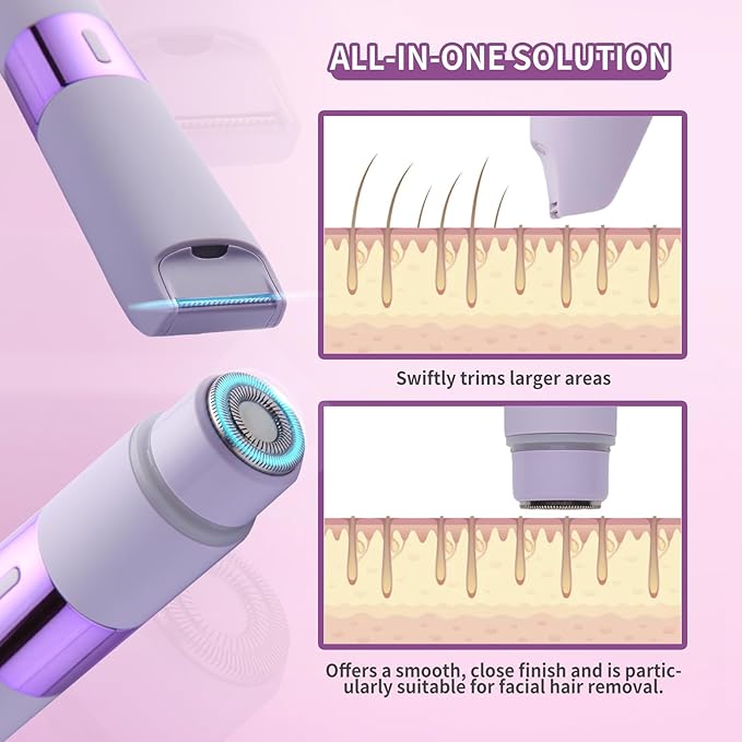 Bikini Trimmer for Women, 2-in-1 Electric Razor for Womens, Rechargeable Electric Shaver for Legs Arms Pubic Body Hair Trimmer