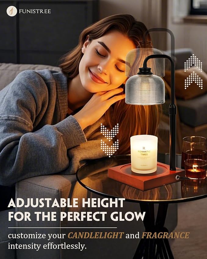 Candle Warmer Lamp with Timer Dimmable, Adjustable Height Candle Warmer, Birthday Valentines Day Gifts for Women Mom House Warming Gifts New Home, Wax Warmer for Jar Candles with 2 Bulbs