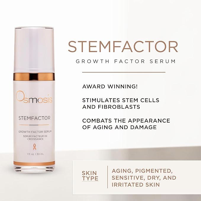 Osmosis STEMFACTOR Growth Factor Facial Serum Stimulates Stem Cells To Visibly Improve Signs of Aging and Damage, 1 fl oz
