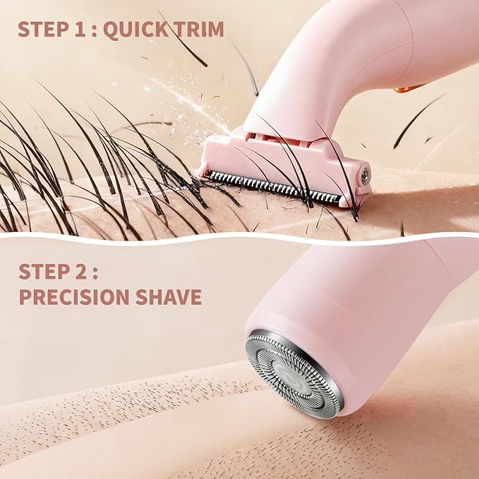 Bikini Trimmer for Women, IPX7 Waterproof Electric Razors for Women Full-Body, Rechargeable Painless Electric Shaver for Private Area, Cordless Epilator for Facial Hair Removal