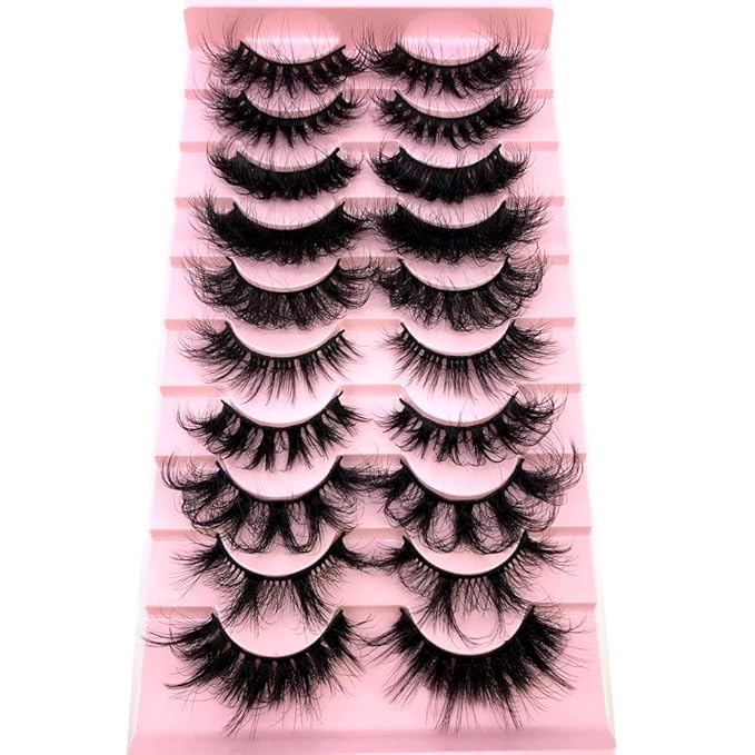 HBZGTLAD Soft Mink Eyelashes 3D Curl Winged End Eye Elongated Fake Lashes Thick Handmade Natural False Eyelash Messy Cross Lash Wholesale (MX-1)