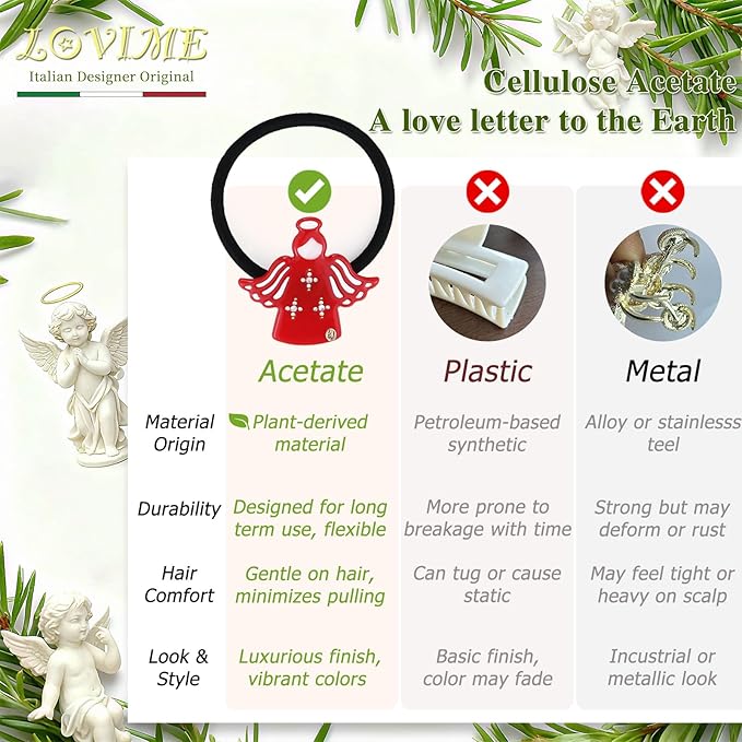 Inspirational Birthday gifts for Women Girls Friend, Original Italian Designed Acetate Hair Clip, To My Daughter Gifts from Mom Dad, Handmade Inspirational Angel Christmas Gift with Box