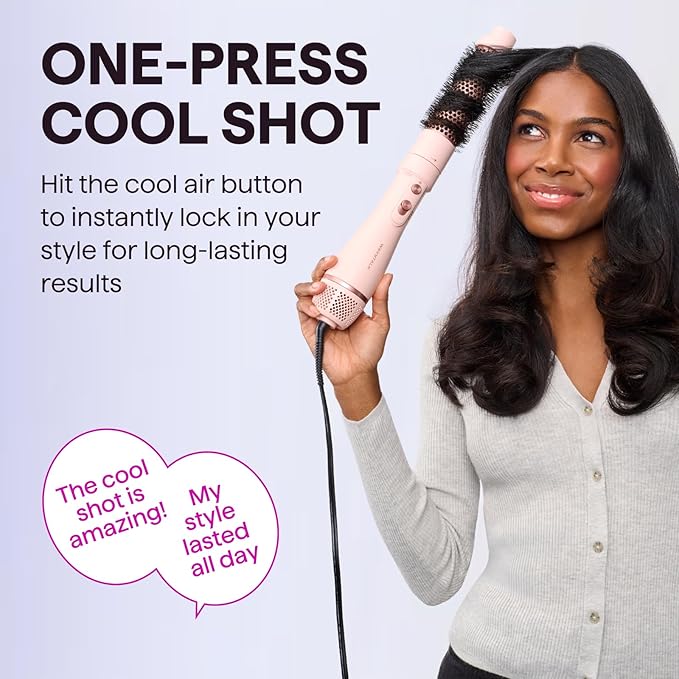 Wavytalk Hair Dryer Brush Set, Air Sculpt 4-in-1 Hot Air Brush Set, Multi Hair Styler for Salon Blowouts, Smooth Curls, Volumizing and Straightening, Sleek and Less Frizz, Pink