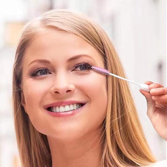 Dming 50 Pieces Disposable Mascara Brushes Eyelash Brush Lash Wand Diamond Mascara Wands with Tube Makeup Tool Lash Spoolies Sanitary Brushes Lash Extension Supplies (tube scale l pink 50)