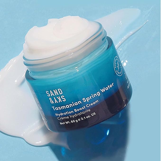 Sand & Sky Tasmanian Spring Water Gel Moisturizer with Hyaluronic Acid & Seaweed Extract - Lightweight Water-Based Face Cream, Forms Protective Layer, 1.7 oz