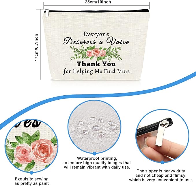 Speech Therapist Appreciation Gift Cosmetic Bag for Women Thank You Gifts for SLP Makeup Bag Speech Language Pathologist Gifts Thanksgiving Christmas Gift Travel Makeup Bags