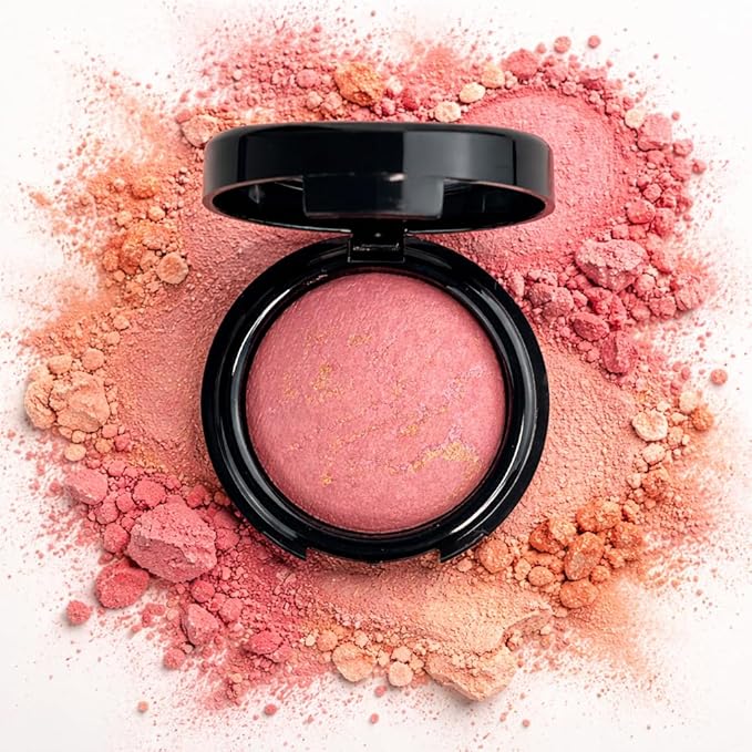 K'APEINE Baked Blush, Single Powder Pink Blush for Cheeks Shimmer Silky Smooth Pressed Powder Blushes Blendable Highly Pigment Makeup Palette Long-Lasting Face Makeup for Women Festivals-01#