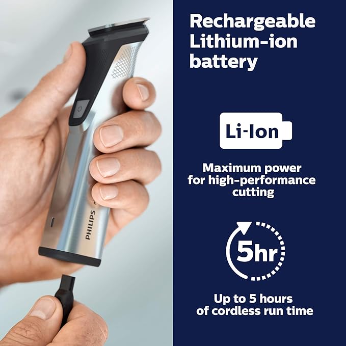 Norelco Philips Multigroom Series 7000 23 Piece Mens Grooming Kit, Trimmer for Beard, Head, Body, and Face - NO Blade Oil Needed, MG7750/49