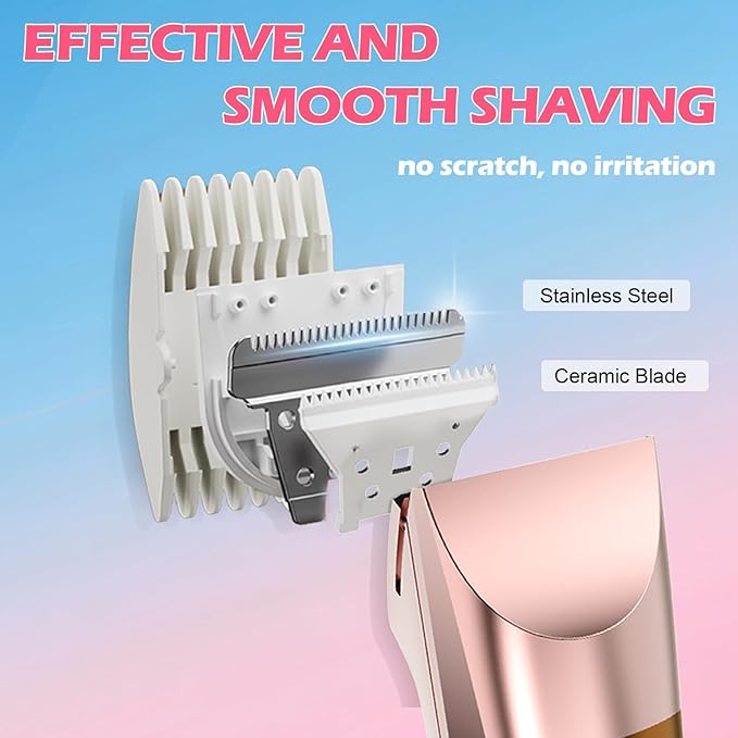 Bikini Trimmer for Women - Flawless Electric Razors for Women for Facial Hair, Pubic Hair & Legs, Waterproof Electric Shaver with Ceramic Blades, Travel-Friendly Perfect Gromming Gift for Her