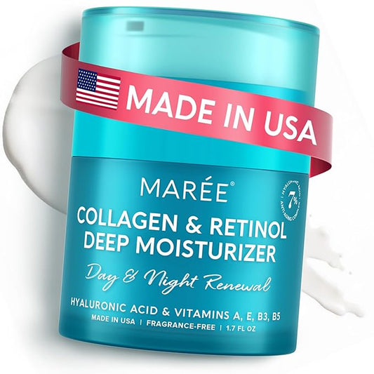 MAREE Face Moisturizer Retinol Cream for Face - Daily Wrinkle Cream for Women - Anti Aging Face Cream - Facial Moisturizer with Collagen - Crema Hidratante Para la Cara for Skin Tightening